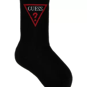 Чорапи Guess с червено лого - черни - Снимка 1