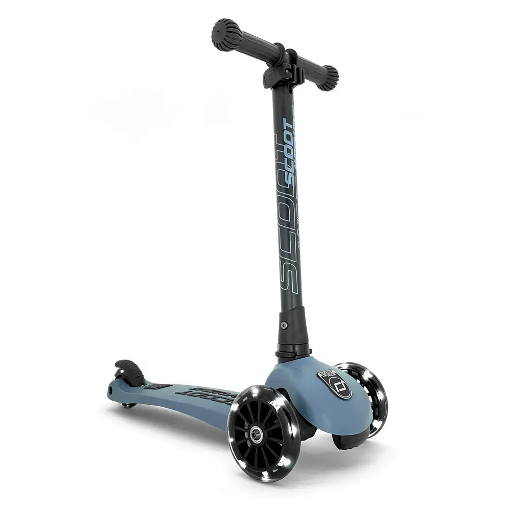 Детска тротинетка Scoot & Ride Highwaykick 3 LED, Сгъваема, Синьо - Снимка 1