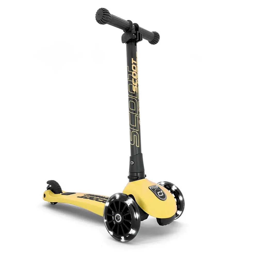 Детска тротинетка Scoot & Ride Highwaykick 3 LED, Сгъваема, Жълто - Снимка 1
