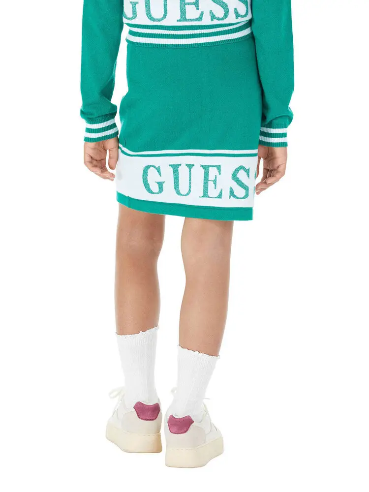 GUESS kids Трикотажна рокля за момичета в зелено - Снимка 2