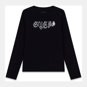 GUESS kids Детска черна спортна блуза с дълги ръкави - Снимка 1