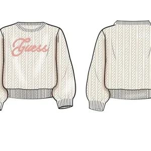GUESS kids Трикотажен кремав суитшърт за момичета - Снимка 1