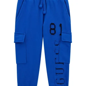 GUESS kids Сини спортни панталони за момчета с лого - Снимка 1
