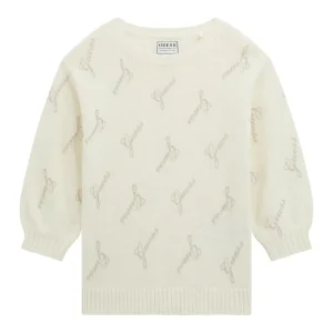 GUESS kids Детска сива рокля с лога и дълги ръкави - Снимка 1