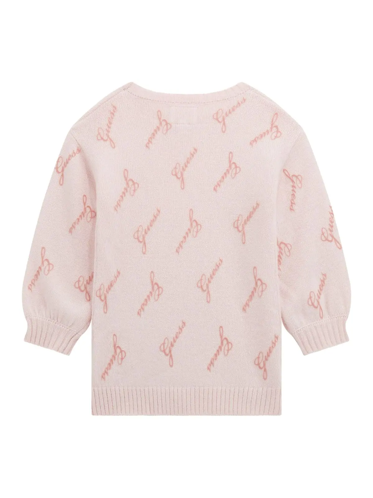 GUESS kids Трикотажна розова рокля с лого за момичета - Снимка 2