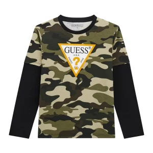 GUESS kids Детска камуфлажна блуза с дълги ръкави. - Снимка 1