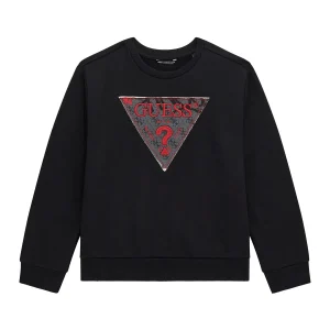 GUESS kids Детски черен спортен суитшърт с триъгълно лого - Снимка 1