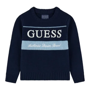 GUESS kids Тъмносин детски пуловер с лого и стилен дизайн - Снимка 1