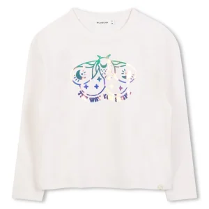 Billieblush Детска тениска с илюстрация в цвят слонова кост - Снимка 1