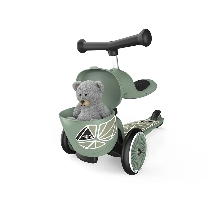 Детска тротинетка и колело за баланс Scoot & Ride Highwaykick 1 lifestyle, Зелено с линии - Снимка 2
