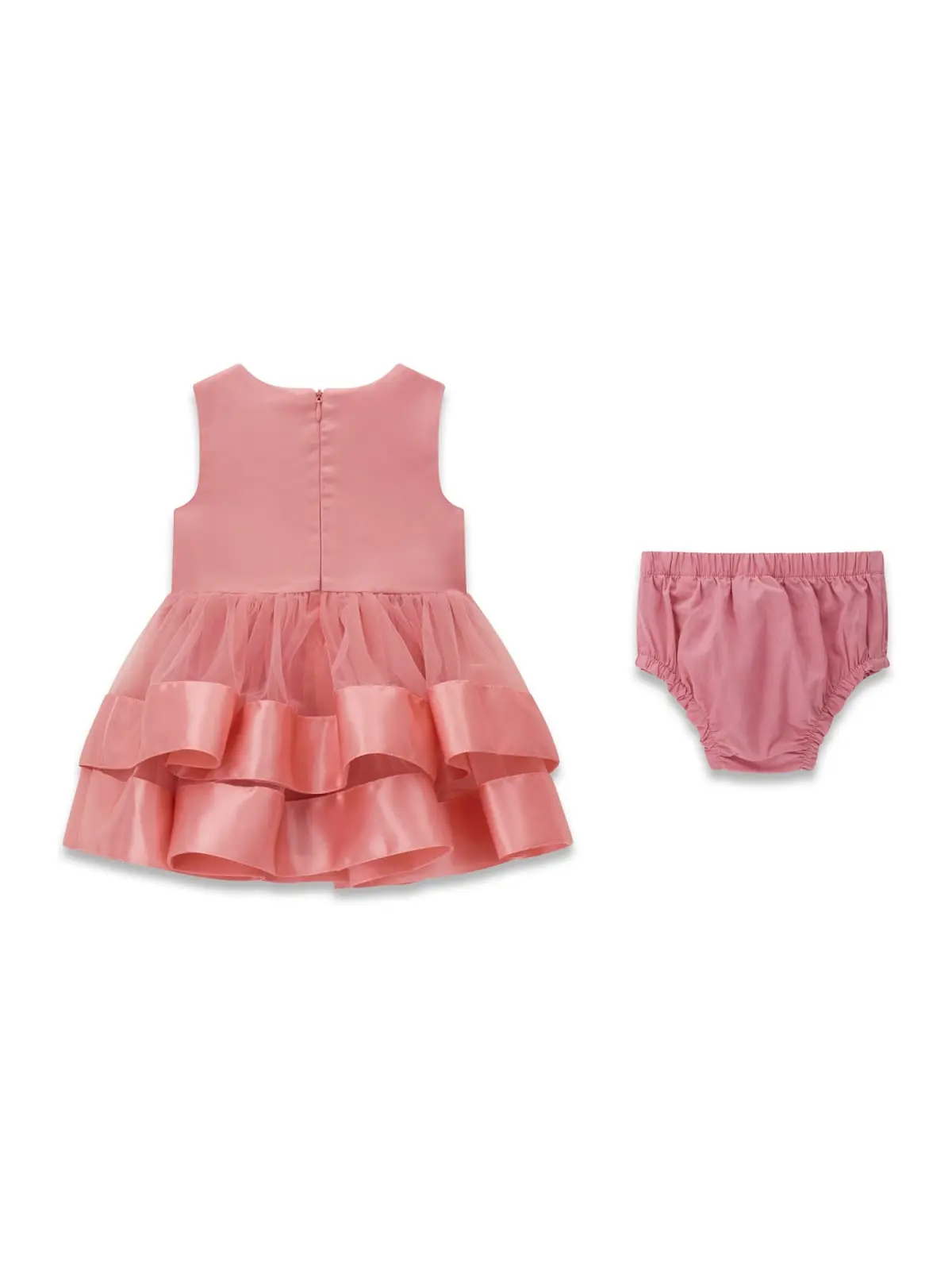GUESS KIDS Елегантна бебешка розова рокля с тюл и сатенен колан - Снимка 2