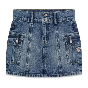 GUESS KIDS Дънкова пола за момичета с карго джобове - Снимка 1