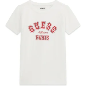 GUESS KIDS Детска бяла тениска с надпис "Paris" - Снимка 1