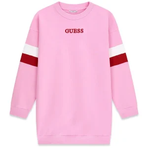 GUESS KIDS Детски Розова Рокля с Контрастни Ленти - Снимка 1