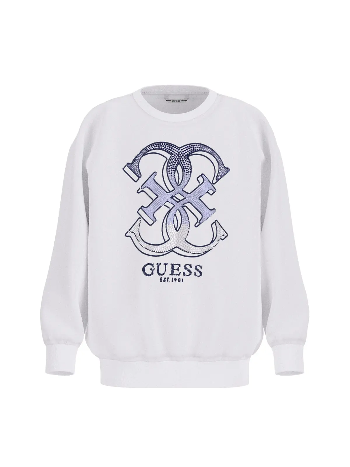 GUESS KIDS Детска блуза с лого, бял цвят, памук, оувърсайз - Снимка 1