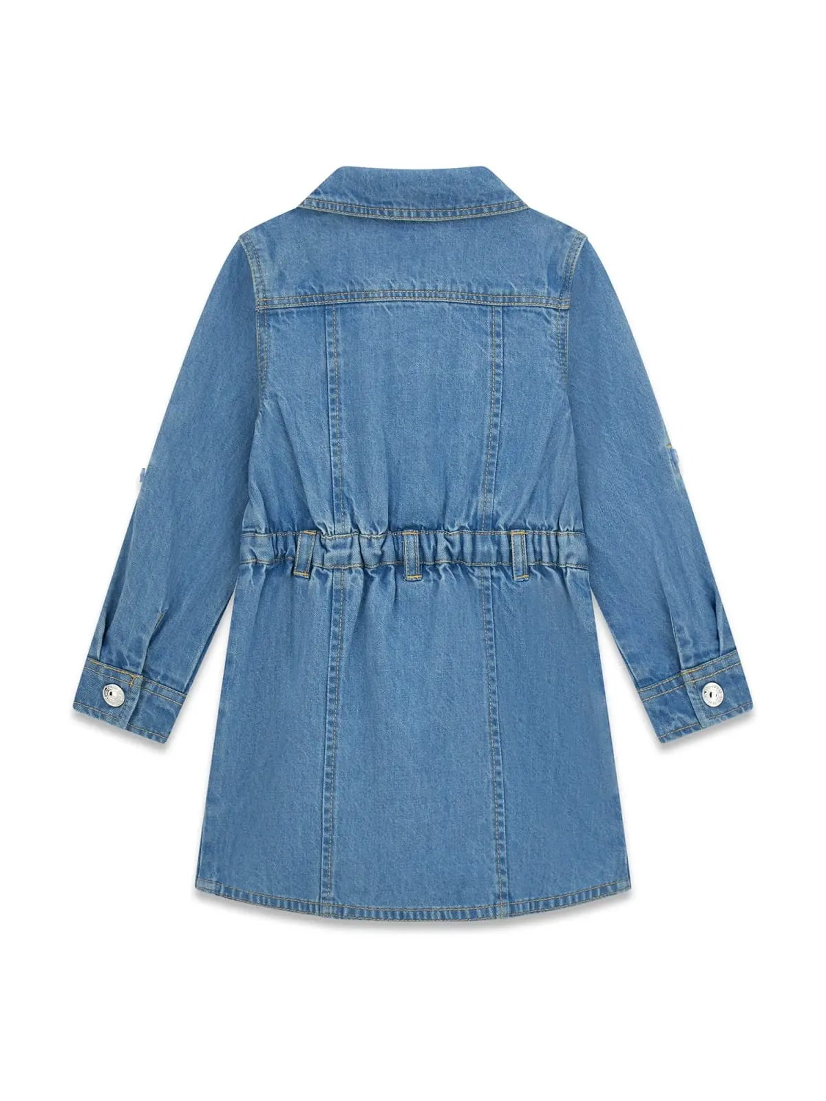 GUESS KIDS Дънкова рокля с бродирани сърца за момичета - Снимка 2
