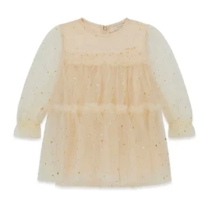 GUESS KIDS Детска рокля от тюл и златни звезди - Снимка 1