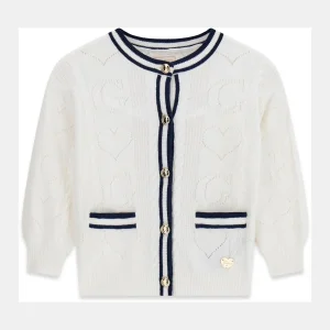 GUESS KIDS Бяла трикотажна жилетка със златисти копчета - Снимка 1