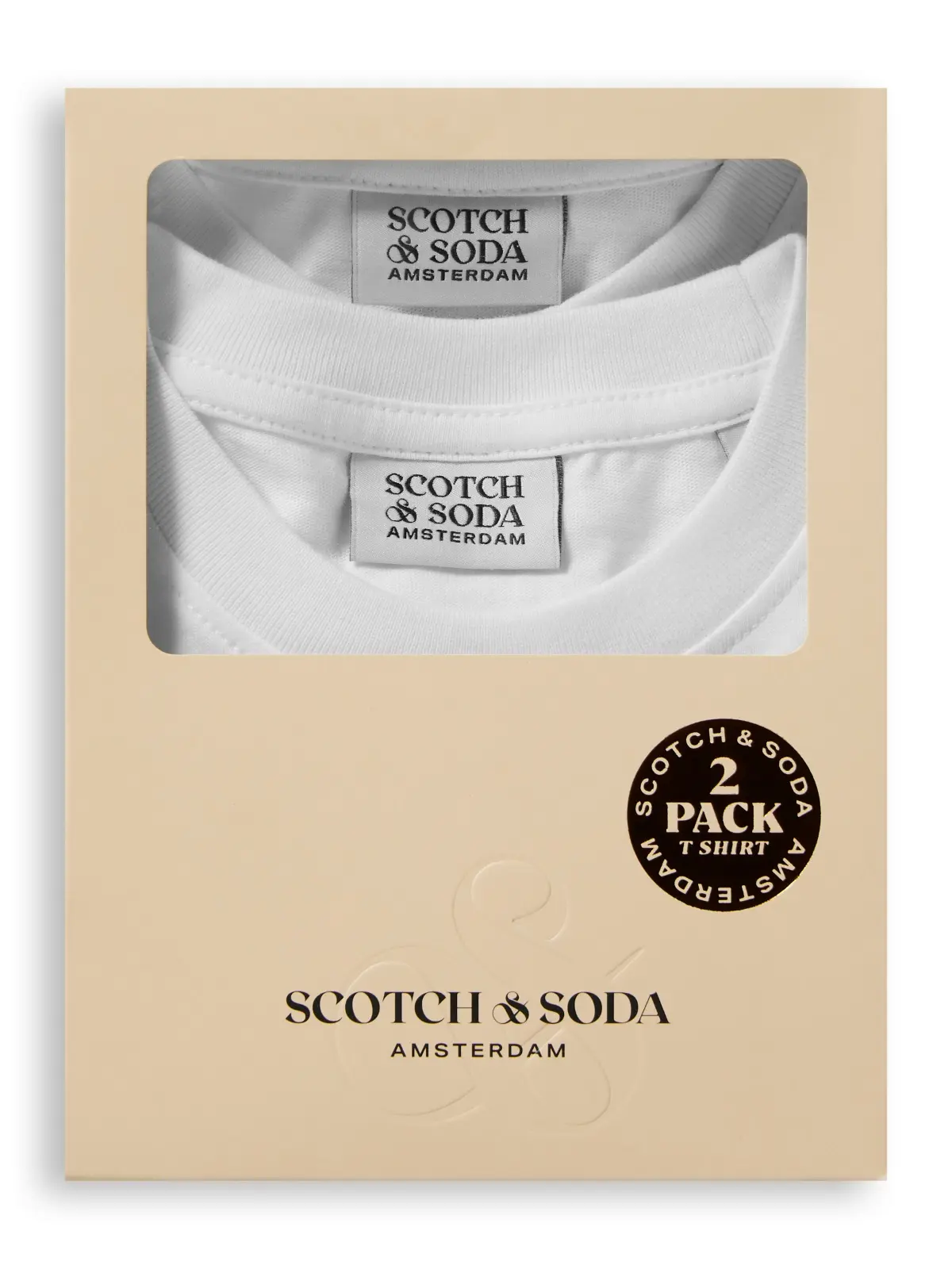 SCOTCH & SODA Комплект две Бели тениски с класическа кройка за момчета - Снимка 2