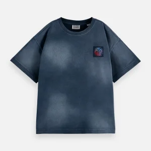 SCOTCH & SODA Трико от мек памук с артистичен гръб, синьо - Снимка 1