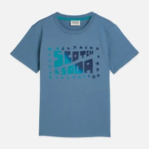 SCOTCH & SODA Тъмносиня тениска за момчета с артистичен принт - Снимка 1