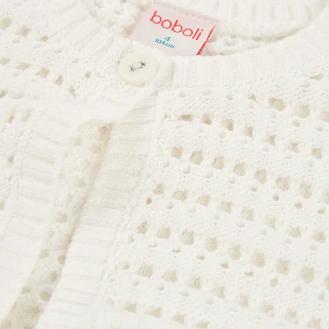 BOBOLI Трикотажен елек за момиче в екрю цвят - Снимка 3