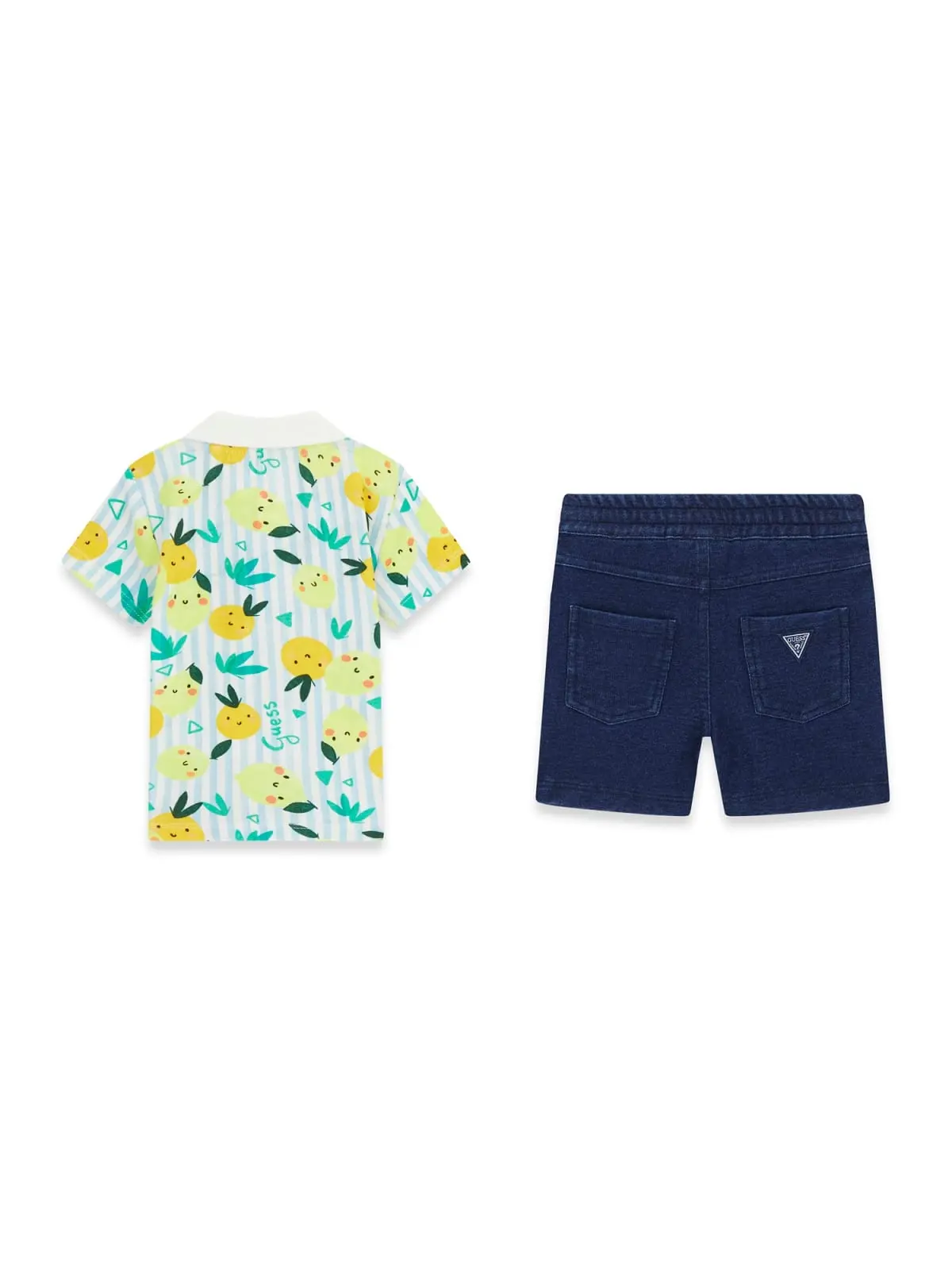 GUESS KIDS Летен бебешки комплект с весели лимони и дънки - Снимка 2