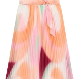 GUESS KIDS Плисирана детска шифонена пола с тропически мотиви - Снимка 1