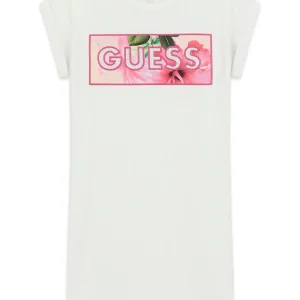 GUESS KIDS Рокля за момичета с розов принт и логo - Снимка 1