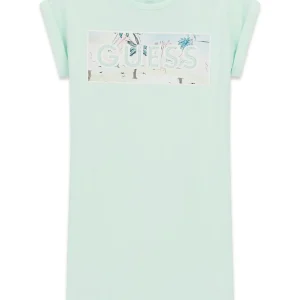 GUESS KIDS Детска зелена рокля от бебешки хавлиен плат - Снимка 1