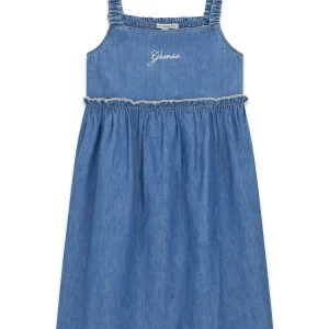 GUESS KIDS Рокля от син шембре с регулируеми презрамки - Снимка 1