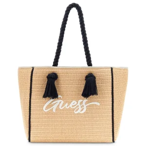 GUESS KIDS Стилна плетена чанта с пискюли и въжени дръжки - Снимка 1