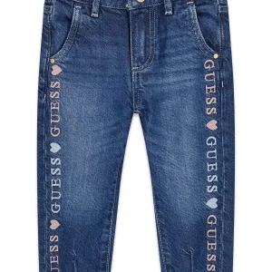 GUESS KIDS Тъмносини детски панталони от устойчив деним - Снимка 1