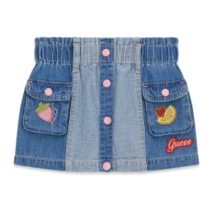 GUESS KIDS Детска деним пола със забавни цветни акценти - Снимка 1