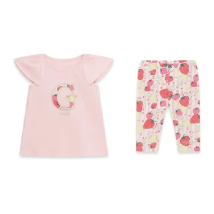 GUESS KIDS Детски комплект розова тениска и капри с плодове за  малки момичета