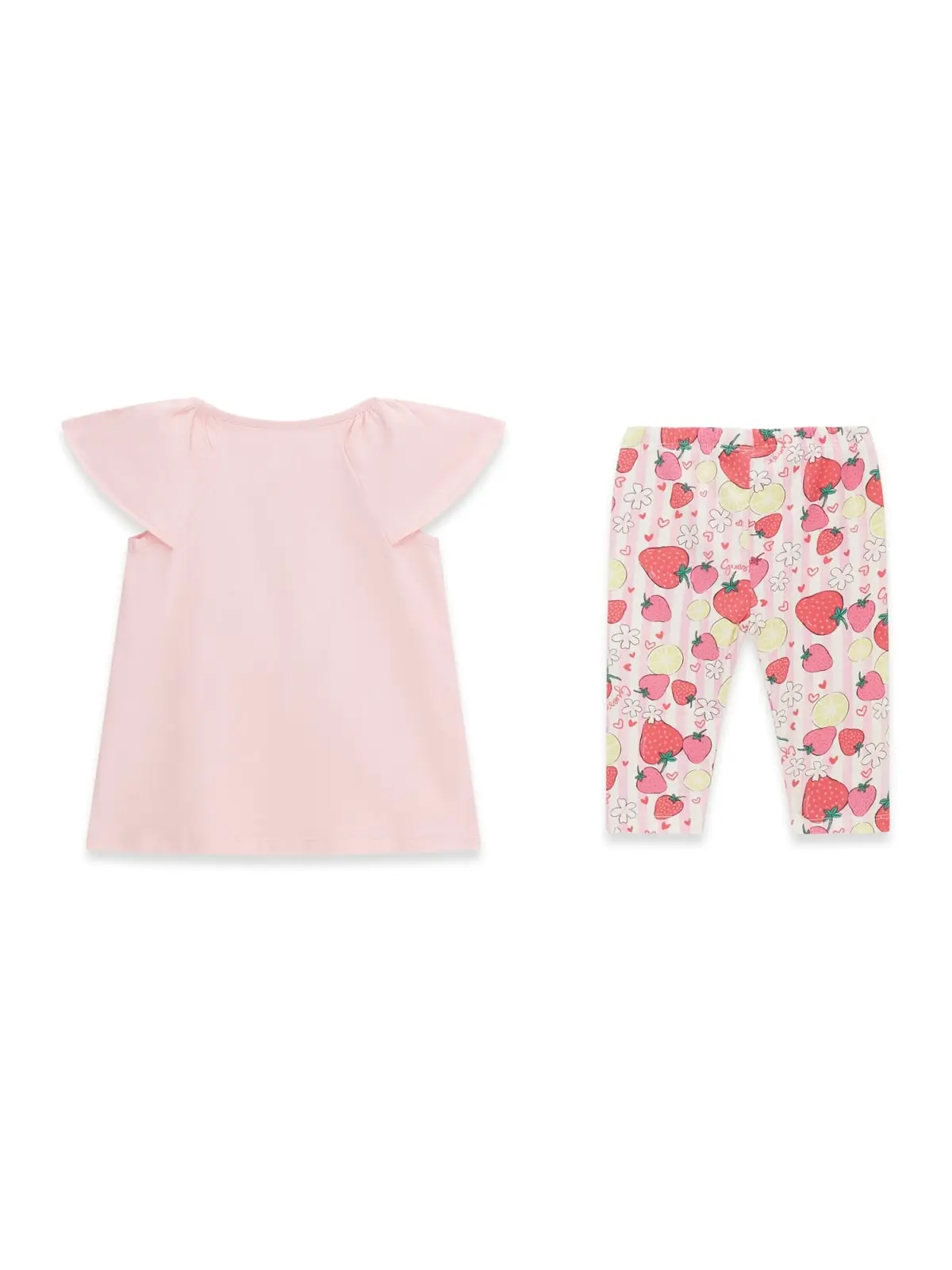 GUESS KIDS Детски комплект розова тениска и капри с плодове за  малки момичета - Снимка 2