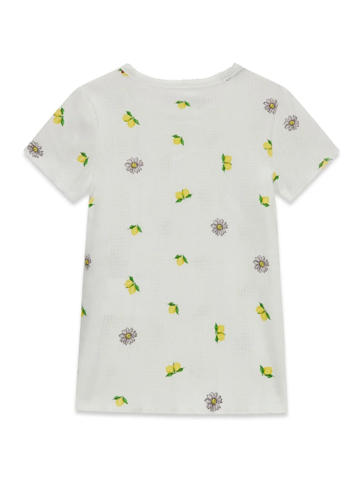 GUESS KIDS Детска памучна тениска с лимони и цветя за малки момичета - Снимка 2