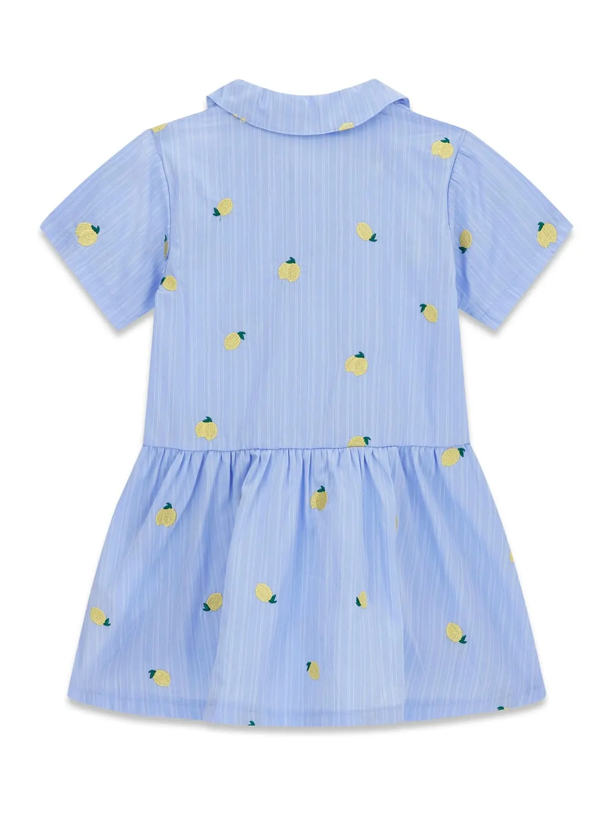 GUESS KIDS Детска синя поплинена рокля с лимонов принт - Снимка 2