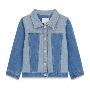 GUESS KIDS Дънково яке за момичета с розови копчета за  малки момичета - Снимка 1