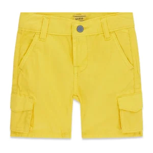 GUESS KIDS Детски карго шорти в ярко жълт цвят за малки момчета