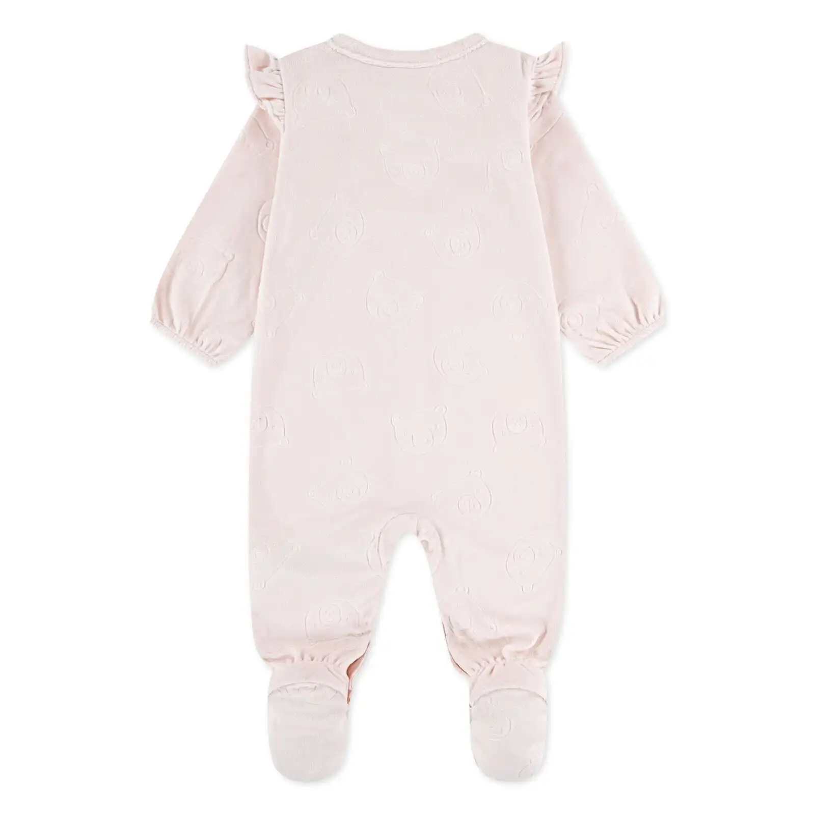 HUGGIES Розово памучно гащеризонче с волани за бебе момиче - Снимка 2