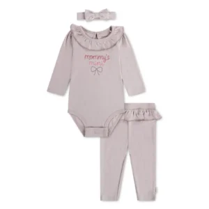 HUGGIES Трикотажен комплект за момиче от органичен плат - Снимка 1