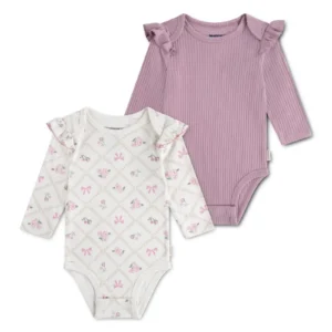 HUGGIES Комплект от 2 бебешки бодита за момичета, органични - Снимка 1