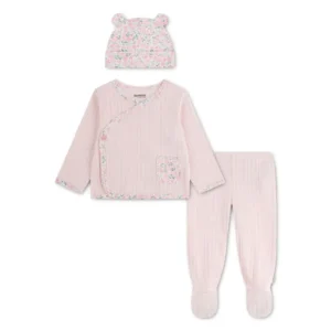 HUGGIES Трикотажен комплект за момиче, 3 части, розов - Снимка 1
