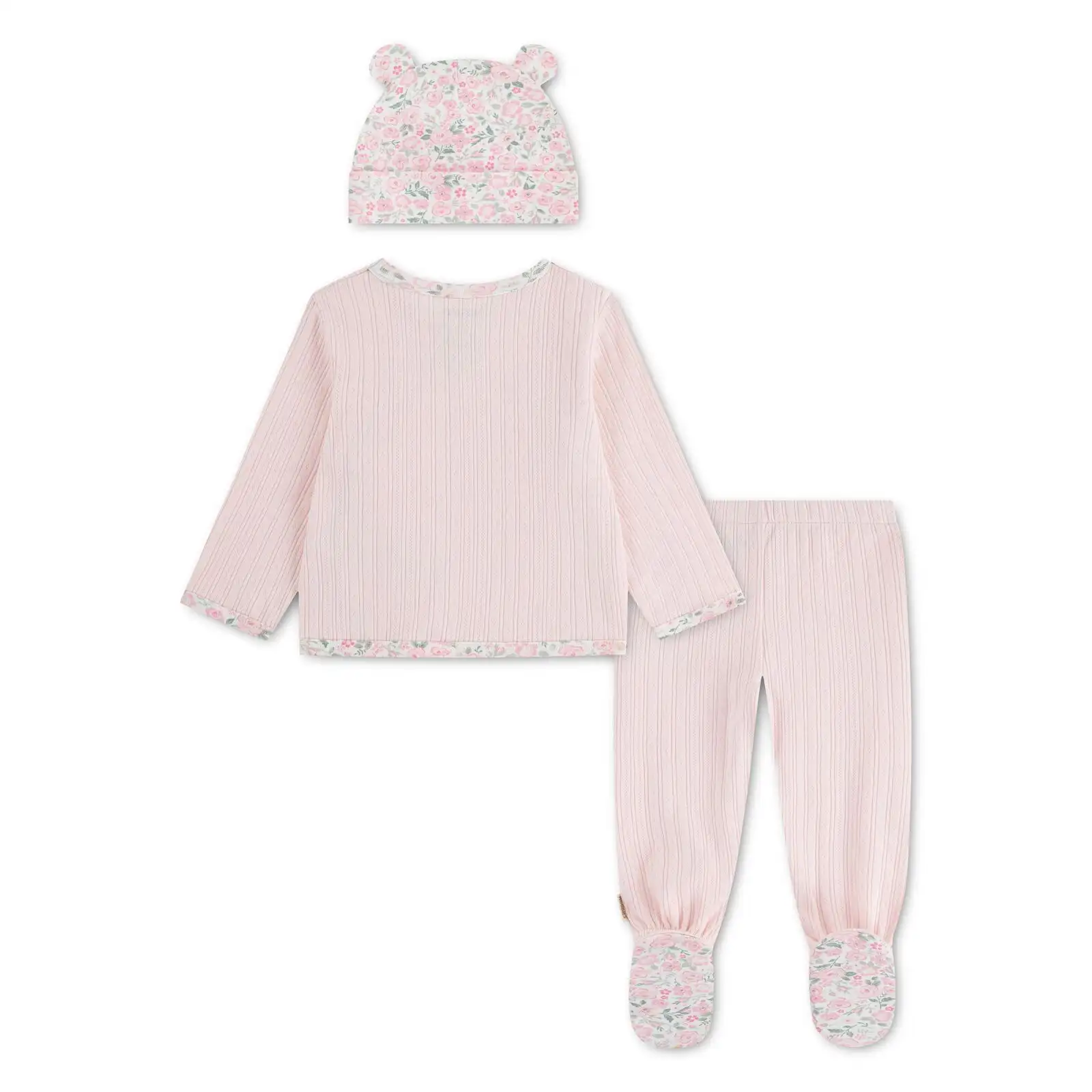 HUGGIES Трикотажен комплект за момиче, 3 части, розов - Снимка 2