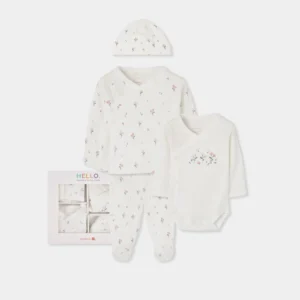 BOBOLI Бебешки комплект за изписване с флорални мотиви - 3 части - Снимка 1
