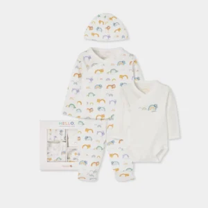 BOBOLI Бебешки комплект с животински принт и шапка за новородено бебе - Снимка 1