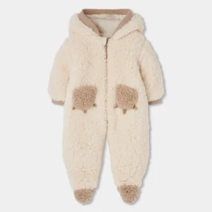 BOBOLI Пухкав бебешки гащеризон с качулка - екрю - Снимка 1