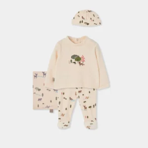 BOBOLI Бебешки комплект с животински принт и шапка за новородено бебе - Снимка 1