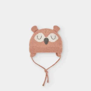 BOBOLI Трикотажна бебешка шапка с животинки, лешник - Снимка 1
